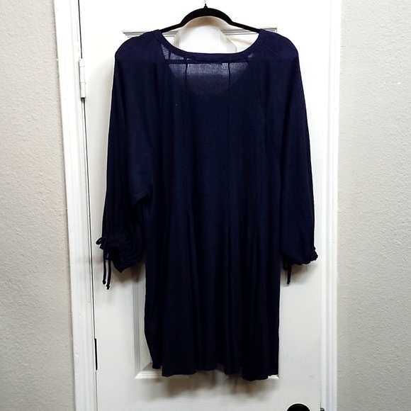 We The Free FP Navy Oversized Knit Long-Sleeve Mini Dress, Size S - Picture 3 of 9